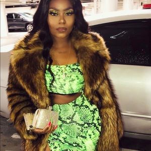 A Lime Green snake skin dress